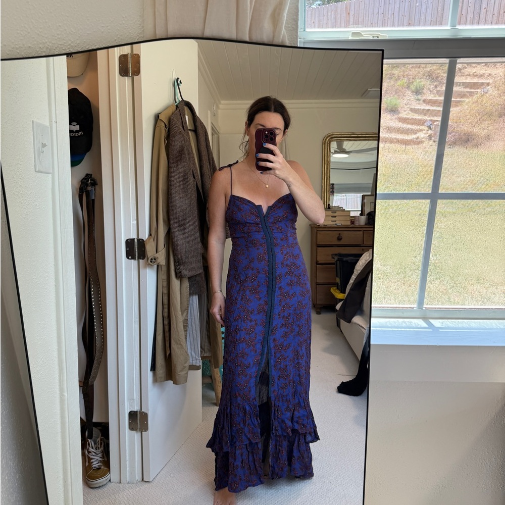 Free People Floral Maxi Dress with Ruffle Hem